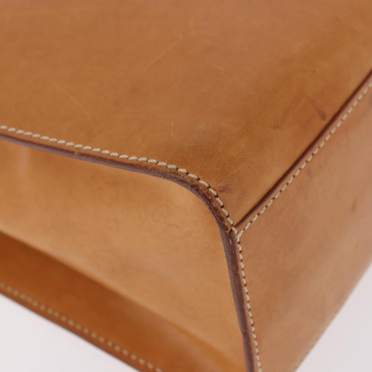 CELINE Hand Bag Leather Brown Silver Auth 183890