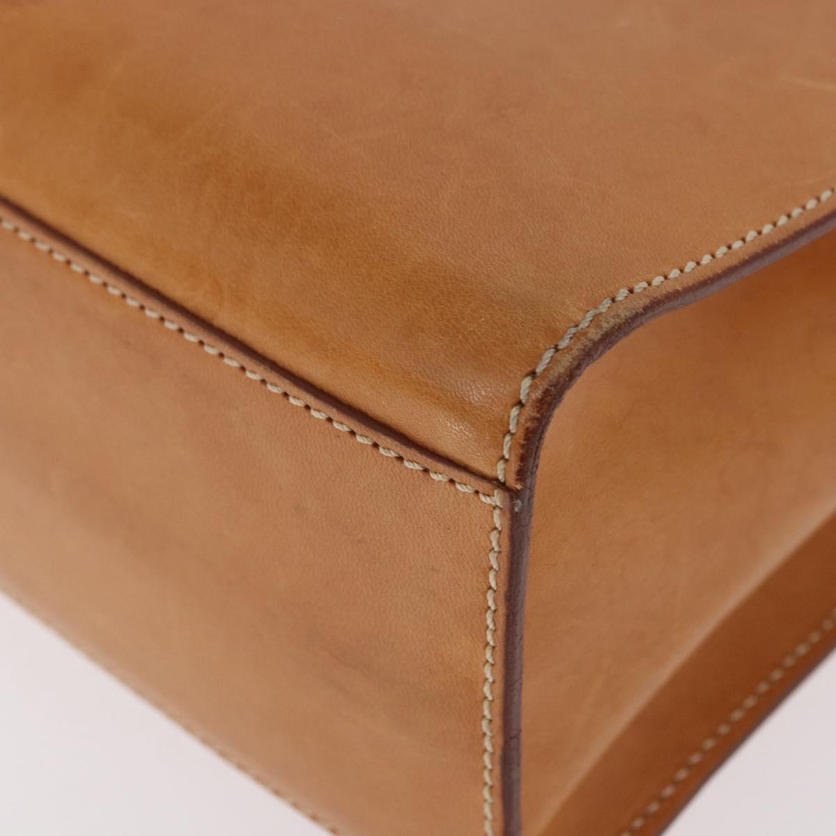 CELINE Hand Bag Leather Brown Silver Auth 183890