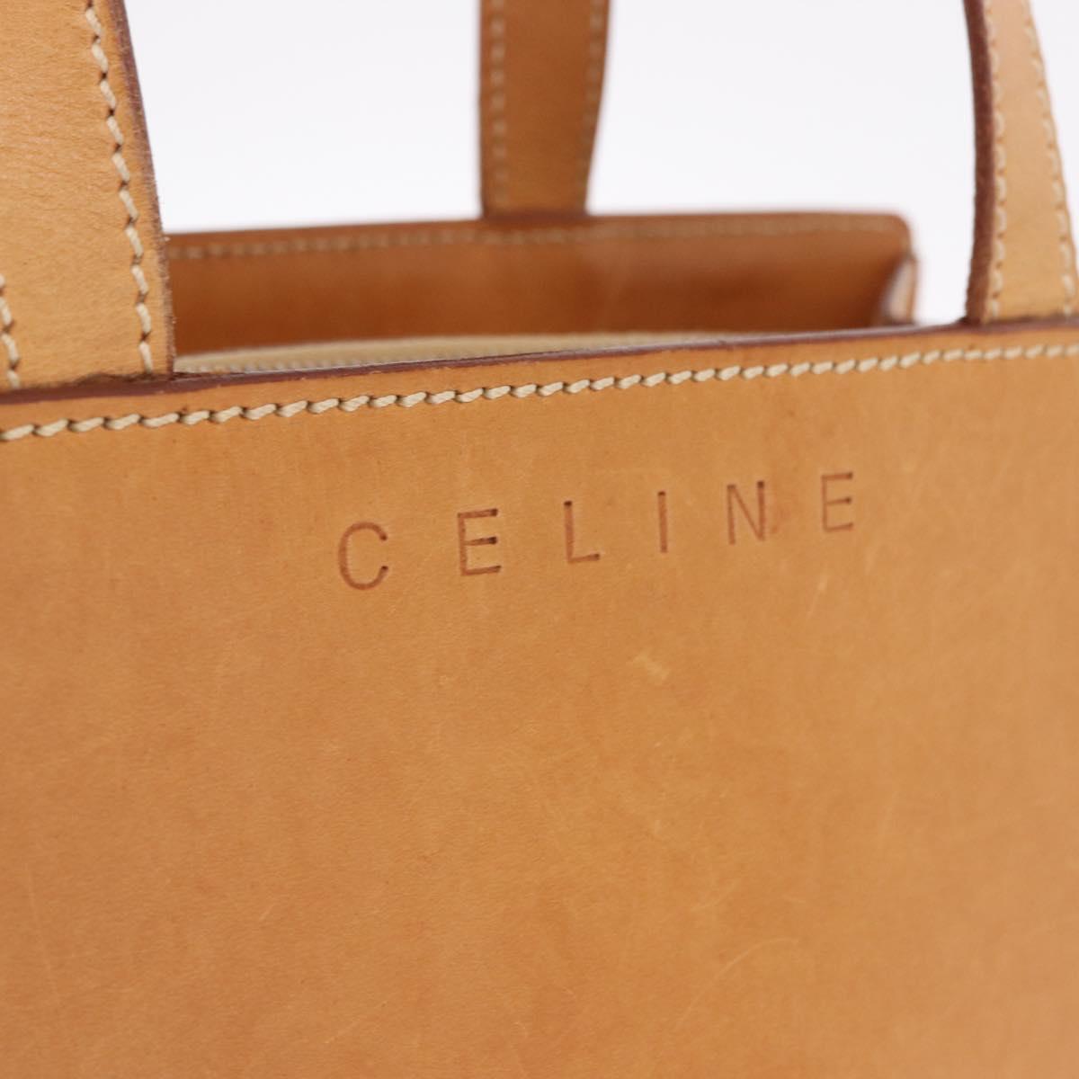 CELINE Hand Bag Leather Brown Silver Auth 183890