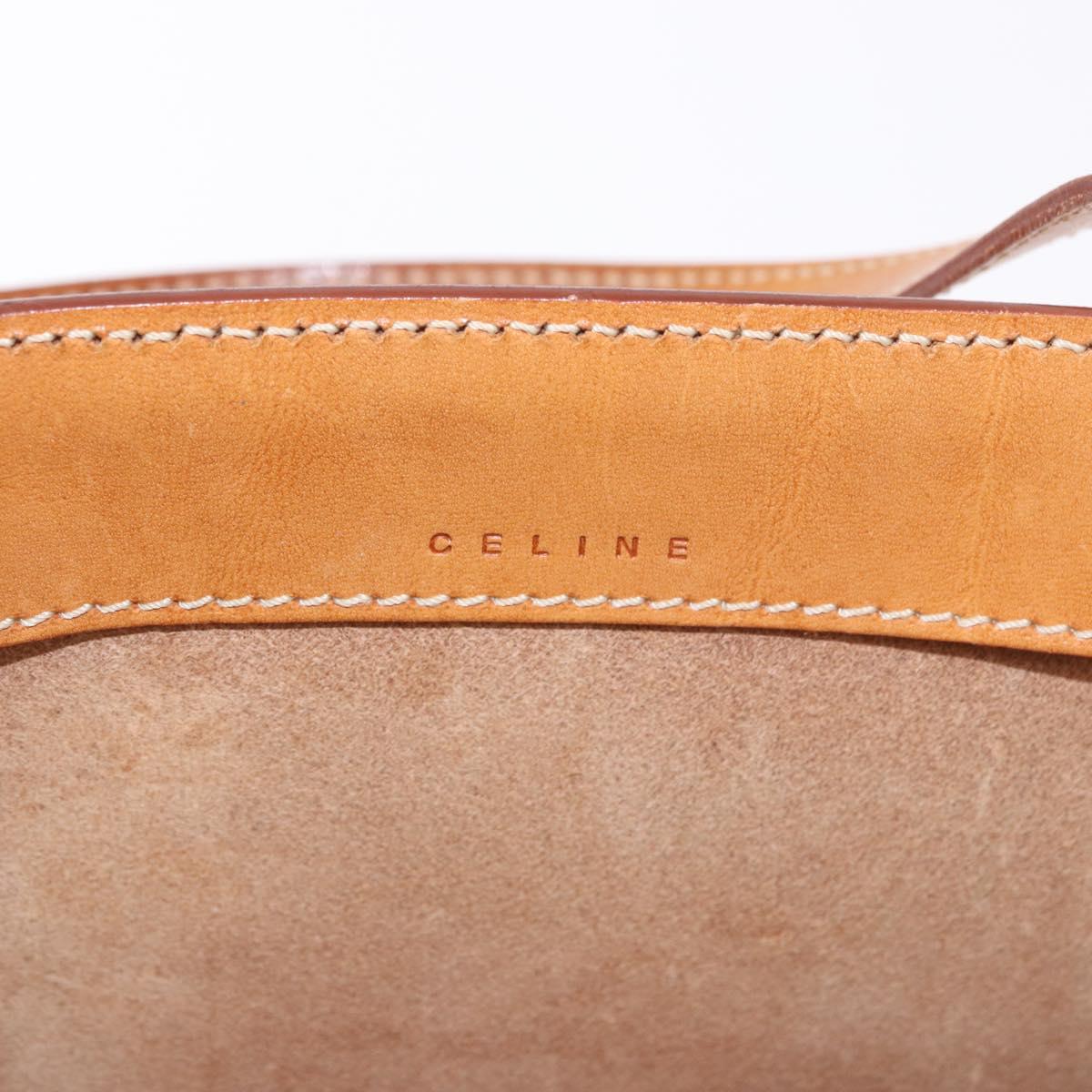 CELINE Hand Bag Leather Brown Silver Auth 183890