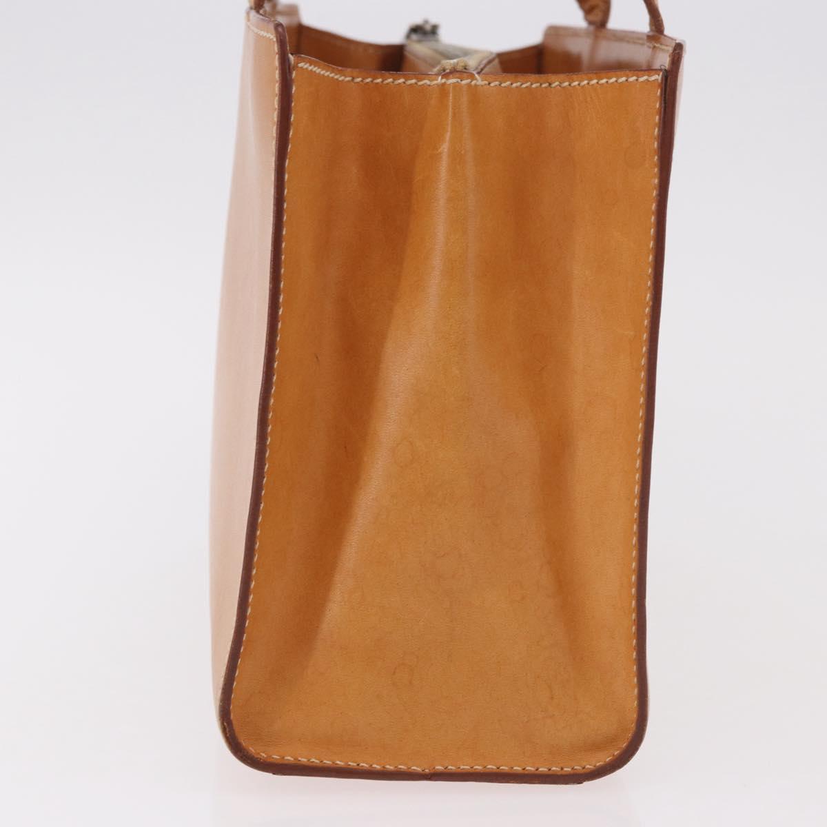 CELINE Hand Bag Leather Brown Silver Auth 183890