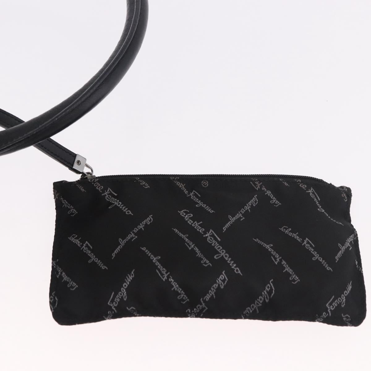 Salvatore Ferragamo Hand Bag Leather Black Auth 183891A
