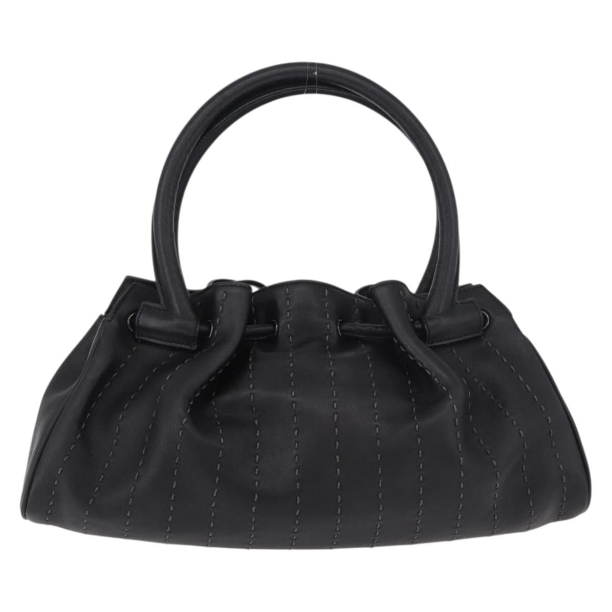 Salvatore Ferragamo Hand Bag Leather Black Auth 183891A