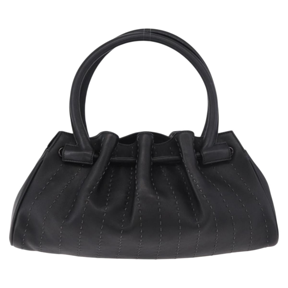 Salvatore Ferragamo Hand Bag Leather Black Auth 183891A