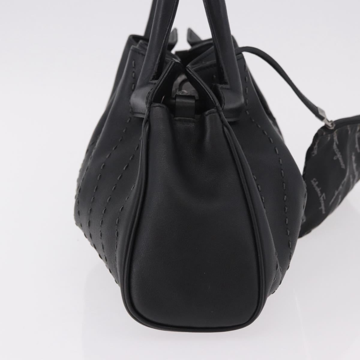 Salvatore Ferragamo Hand Bag Leather Black Auth 183891A