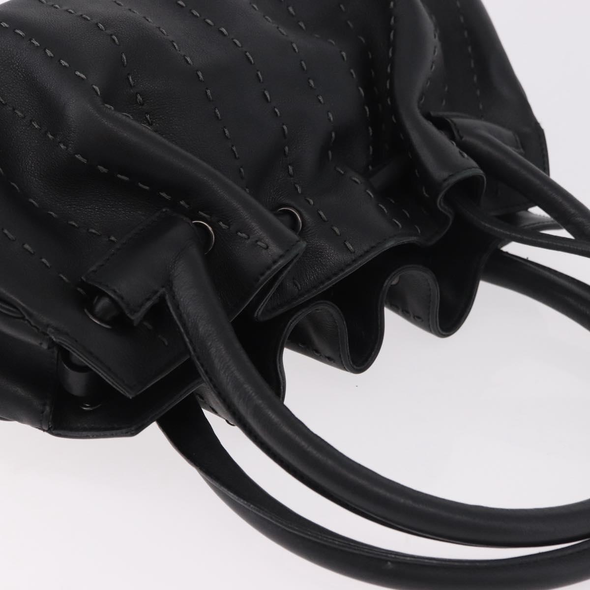 Salvatore Ferragamo Hand Bag Leather Black Auth 183891A