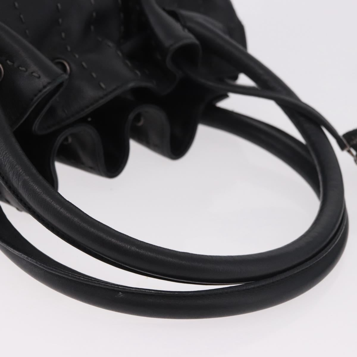 Salvatore Ferragamo Hand Bag Leather Black Auth 183891A