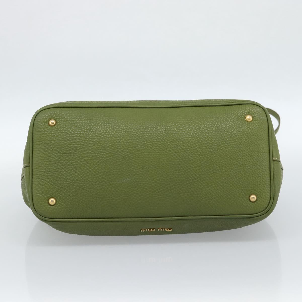 Miu Miu Tote Bag Leather 2way Green Gold Auth 183894M