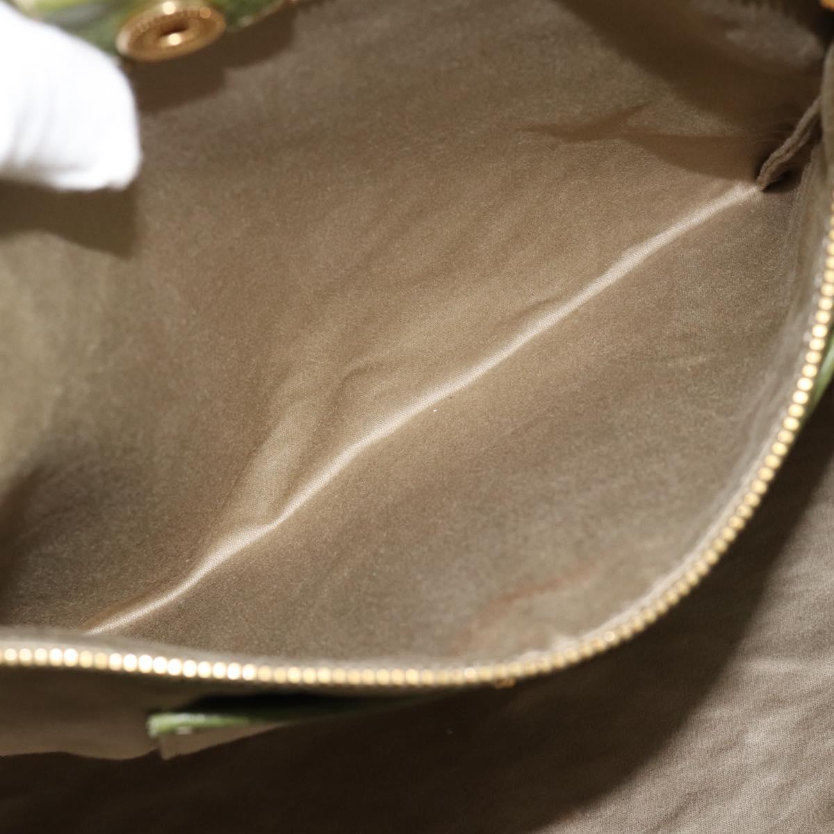 Miu Miu Tote Bag Leather 2way Green Gold Auth 183894M