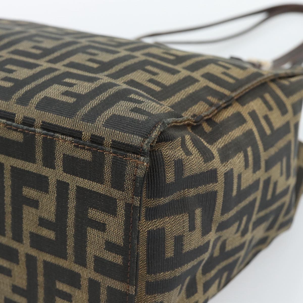 FENDI Zucca Canvas Mamma Baguette Tote Bag Black Brown Auth 183898