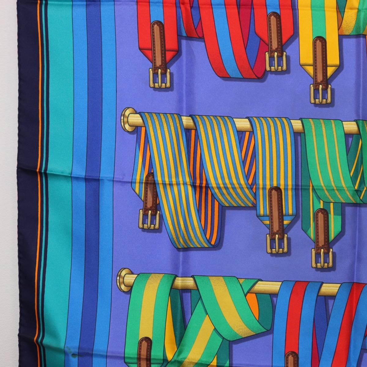 HERMES Carre 90 Scarf Silk Blue Auth 183922