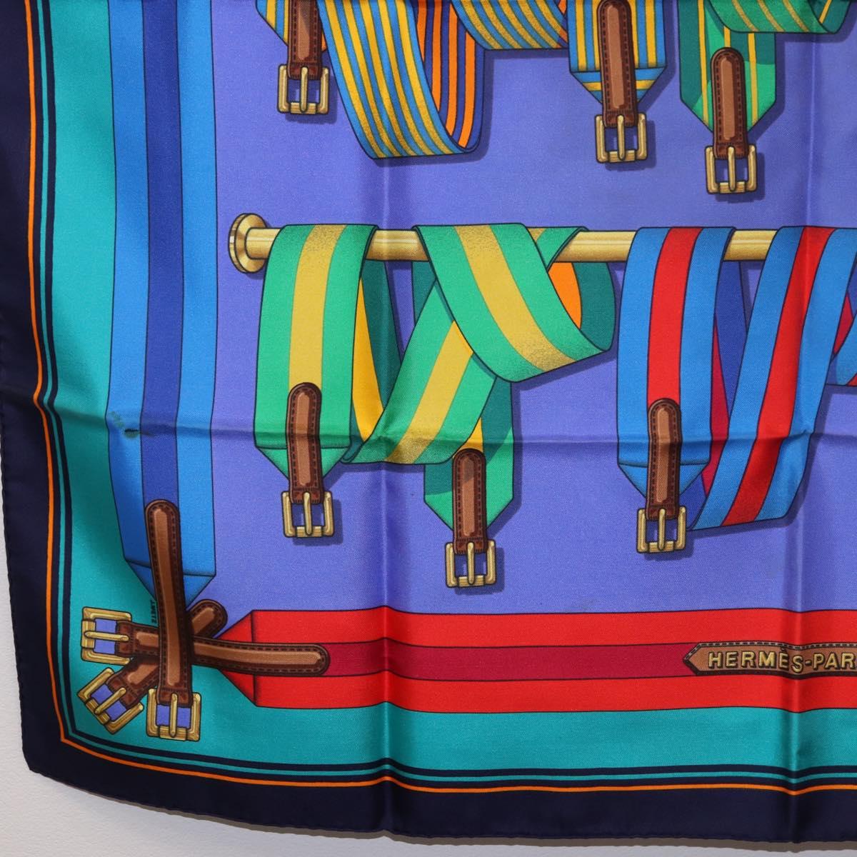 HERMES Carre 90 Scarf Silk Blue Auth 183922