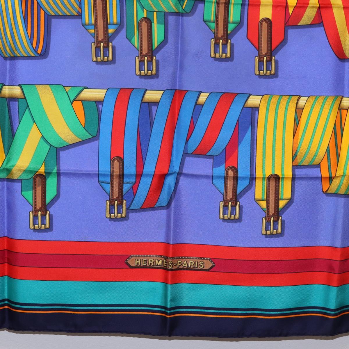 HERMES Carre 90 Scarf Silk Blue Auth 183922