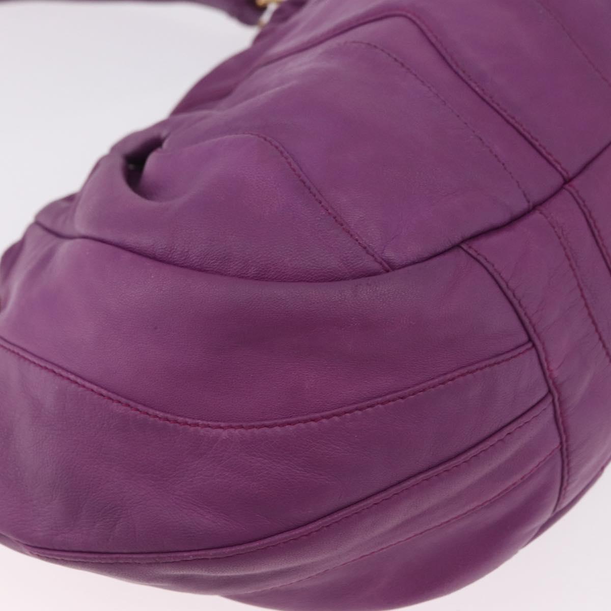 PRADA Shoulder Bag Leather Purple Gold Auth 183941A