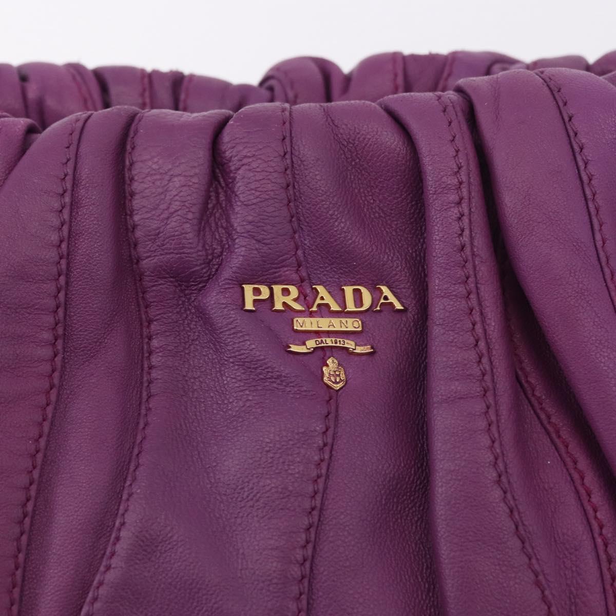 PRADA Shoulder Bag Leather Purple Gold Auth 183941A