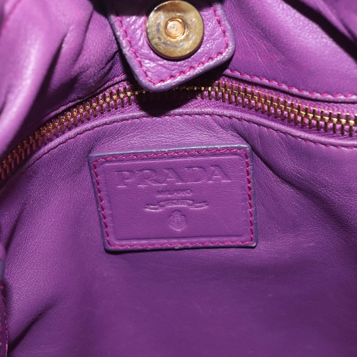 PRADA Shoulder Bag Leather Purple Gold Auth 183941A