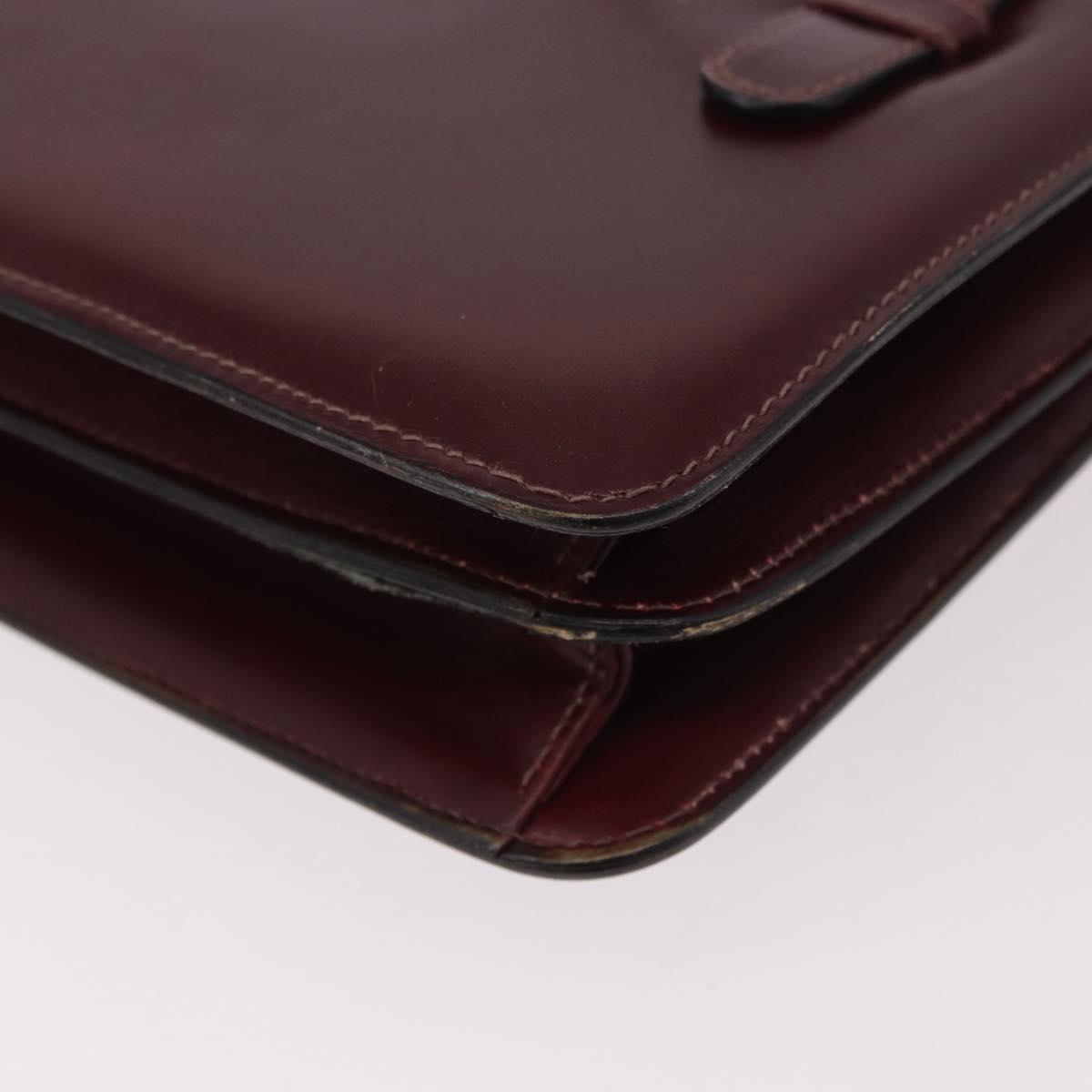 CELINE Hand Bag Leather Bordeaux Gold Auth 183942