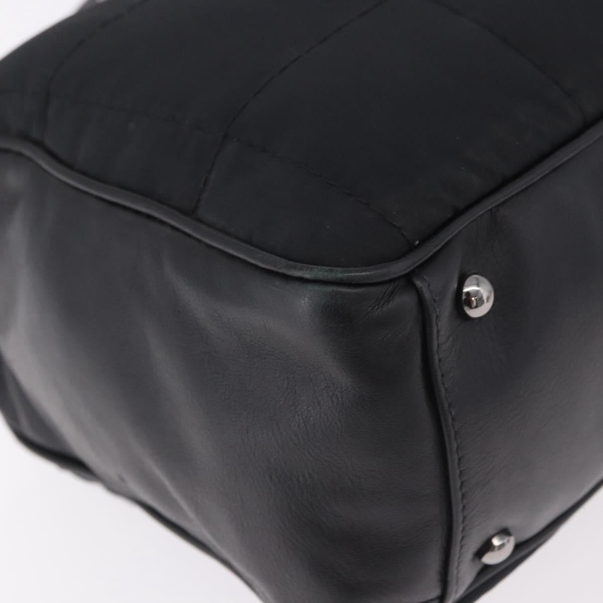CHANEL Choco Bar Hand Bag Nylon Black Silver CC Auth 183944SAM