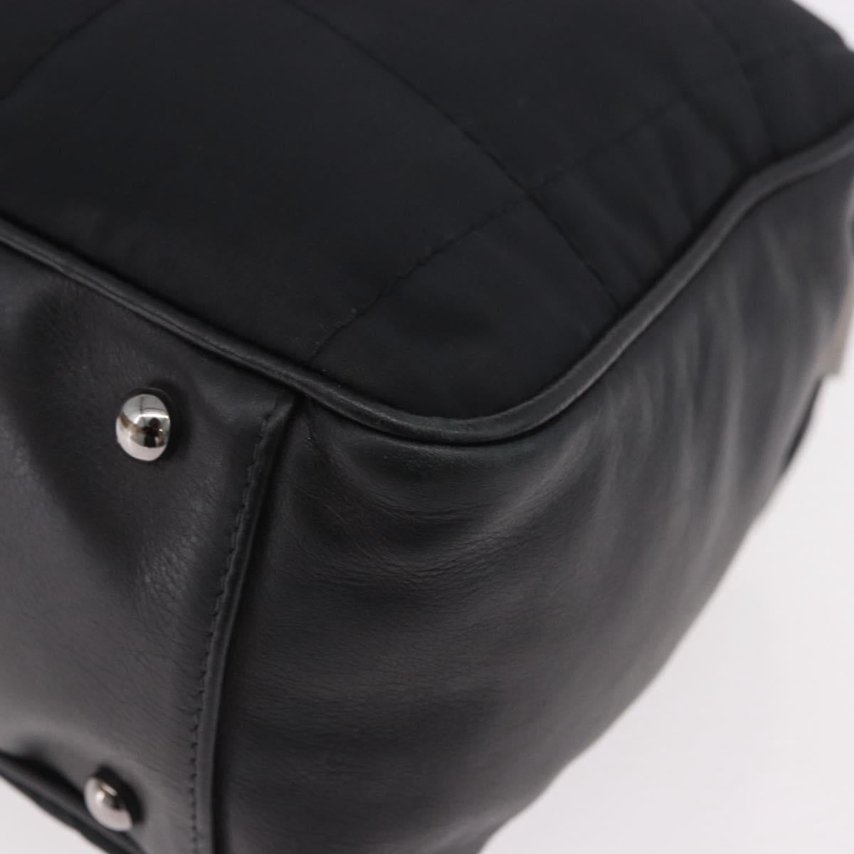 CHANEL Choco Bar Hand Bag Nylon Black Silver CC Auth 183944SAM