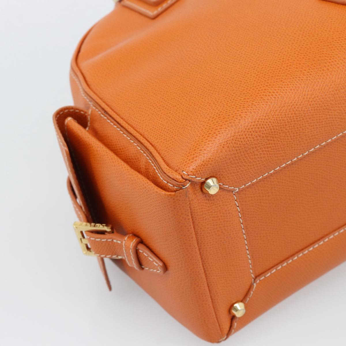 LOEWE Sender Hand Bag Leather Orange Gold Auth 183945V