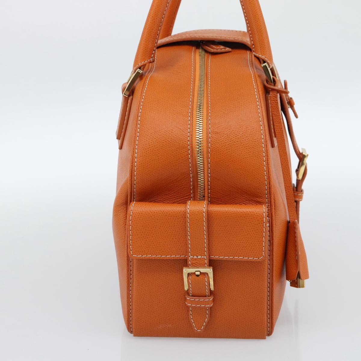 LOEWE Sender Hand Bag Leather Orange Gold Auth 183945V