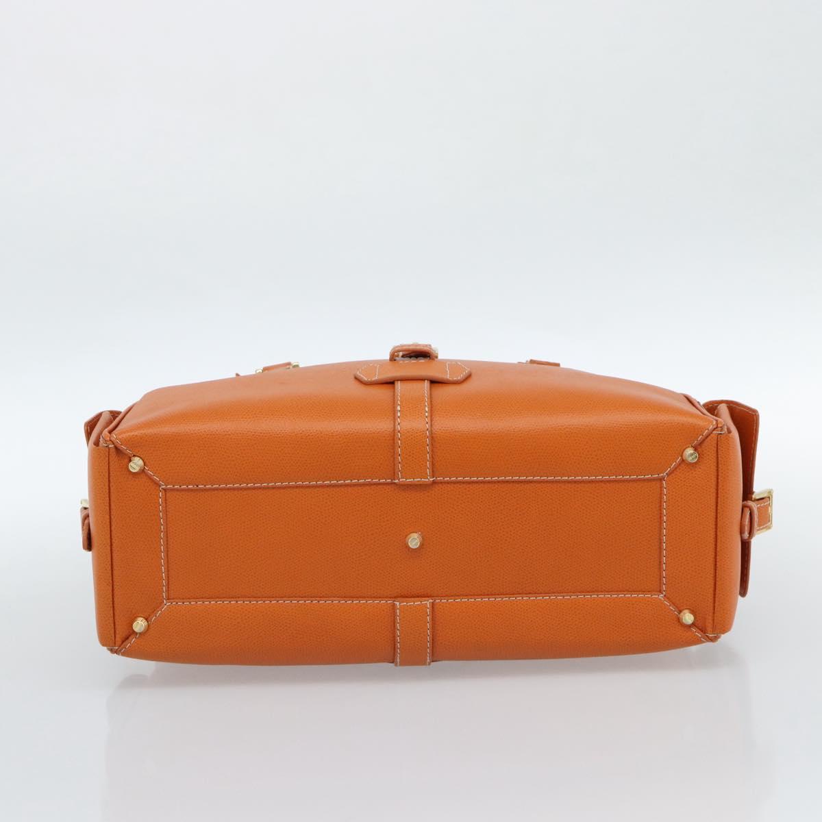 LOEWE Sender Hand Bag Leather Orange Gold Auth 183945V