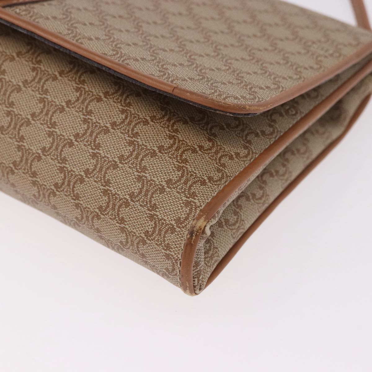 CELINE Macadam Canvas Shoulder Bag PVC Beige Gold Auth 183951