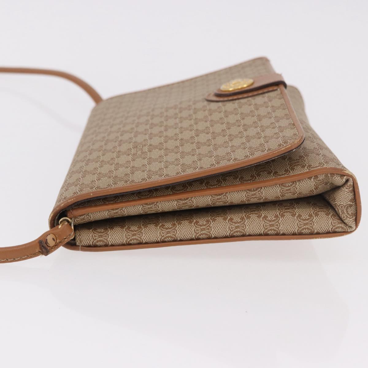 CELINE Macadam Canvas Shoulder Bag PVC Beige Gold Auth 183951