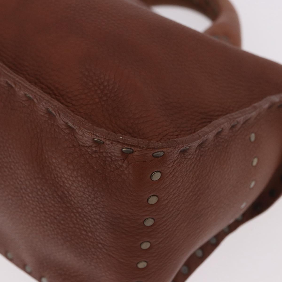 CELINE Boogie bag Hand Bag Leather Brown Auth 183952A