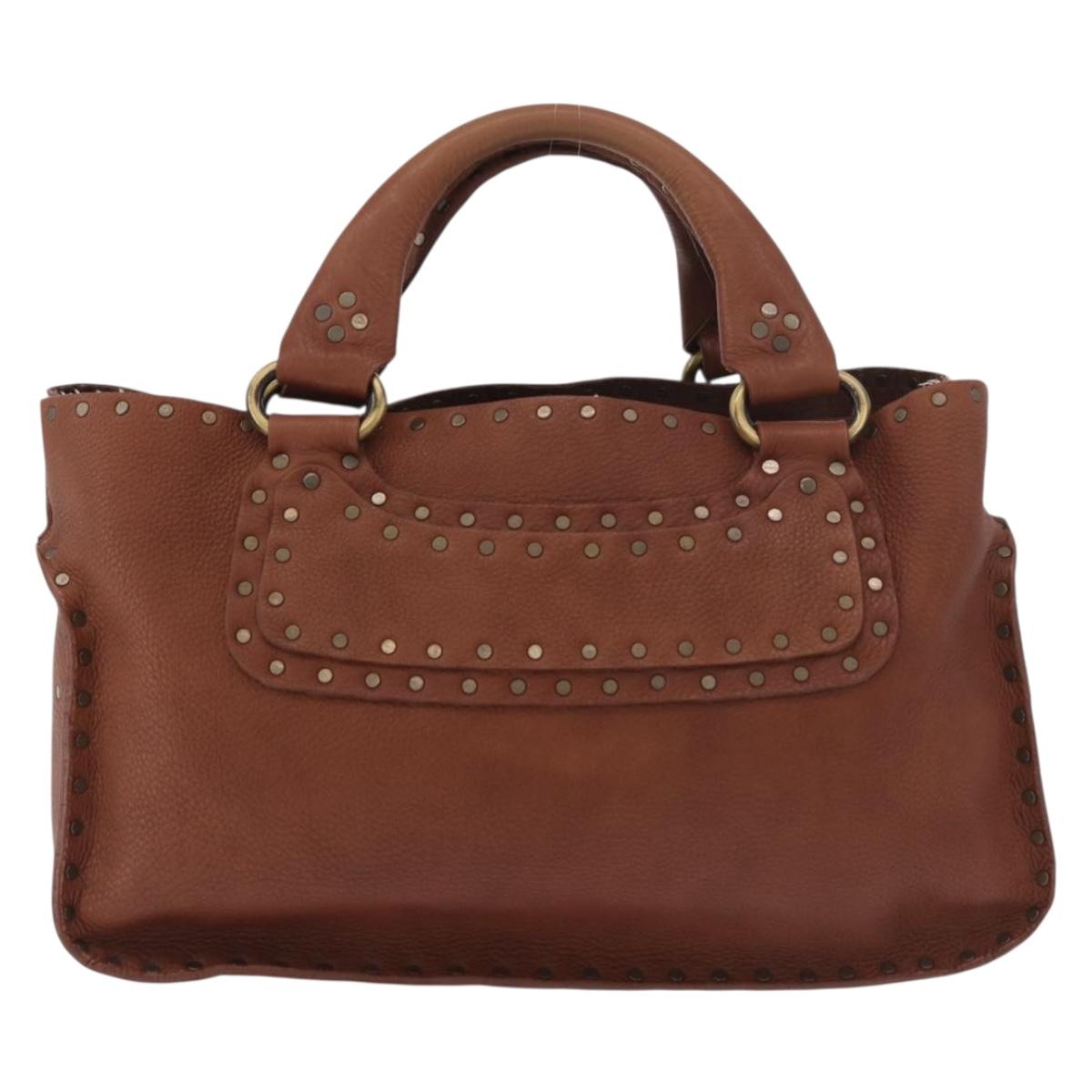 CELINE Boogie bag Hand Bag Leather Brown Auth 183952A