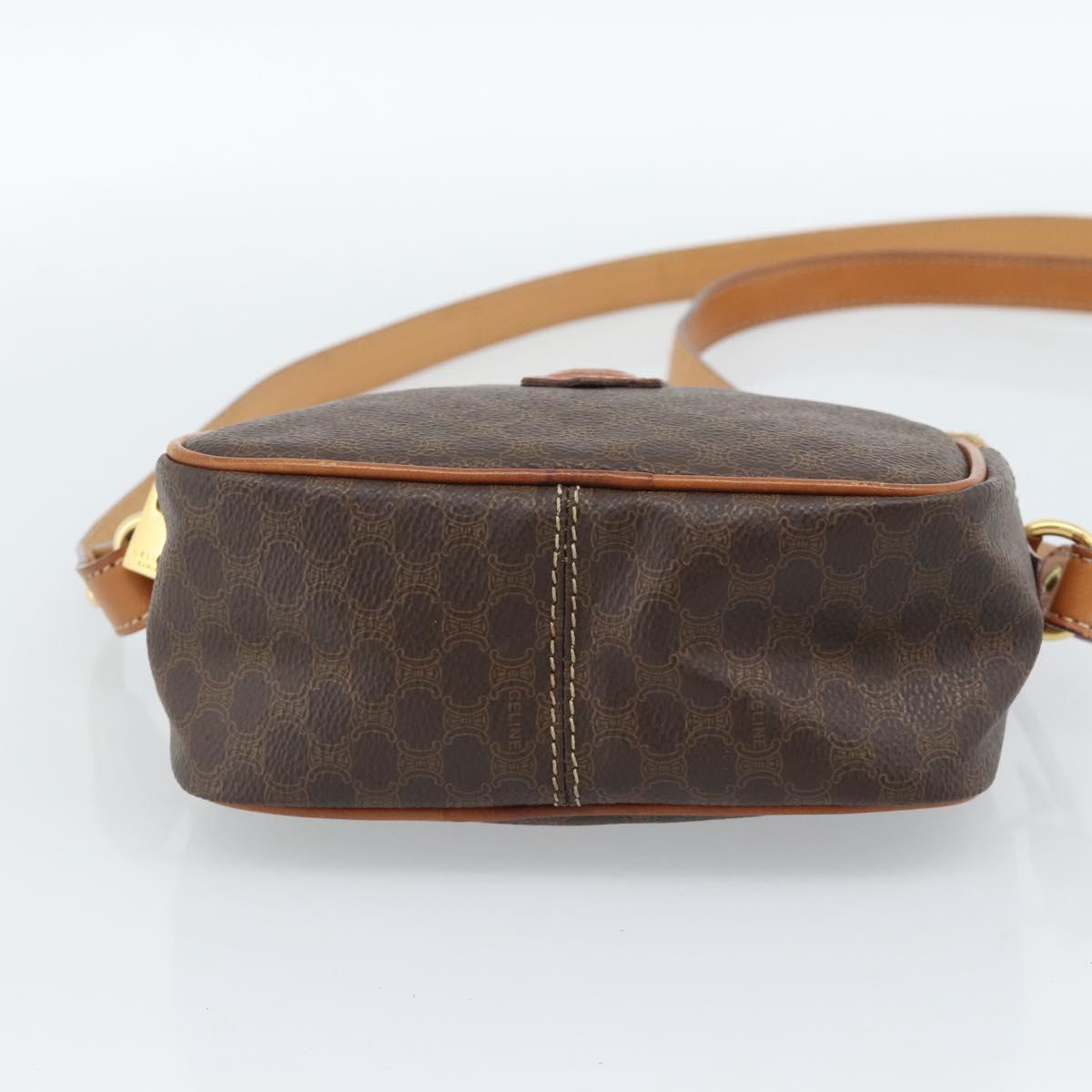 CELINE Macadam Canvas Hand Bag PVC Leather 2way Brown Gold Auth 183953A