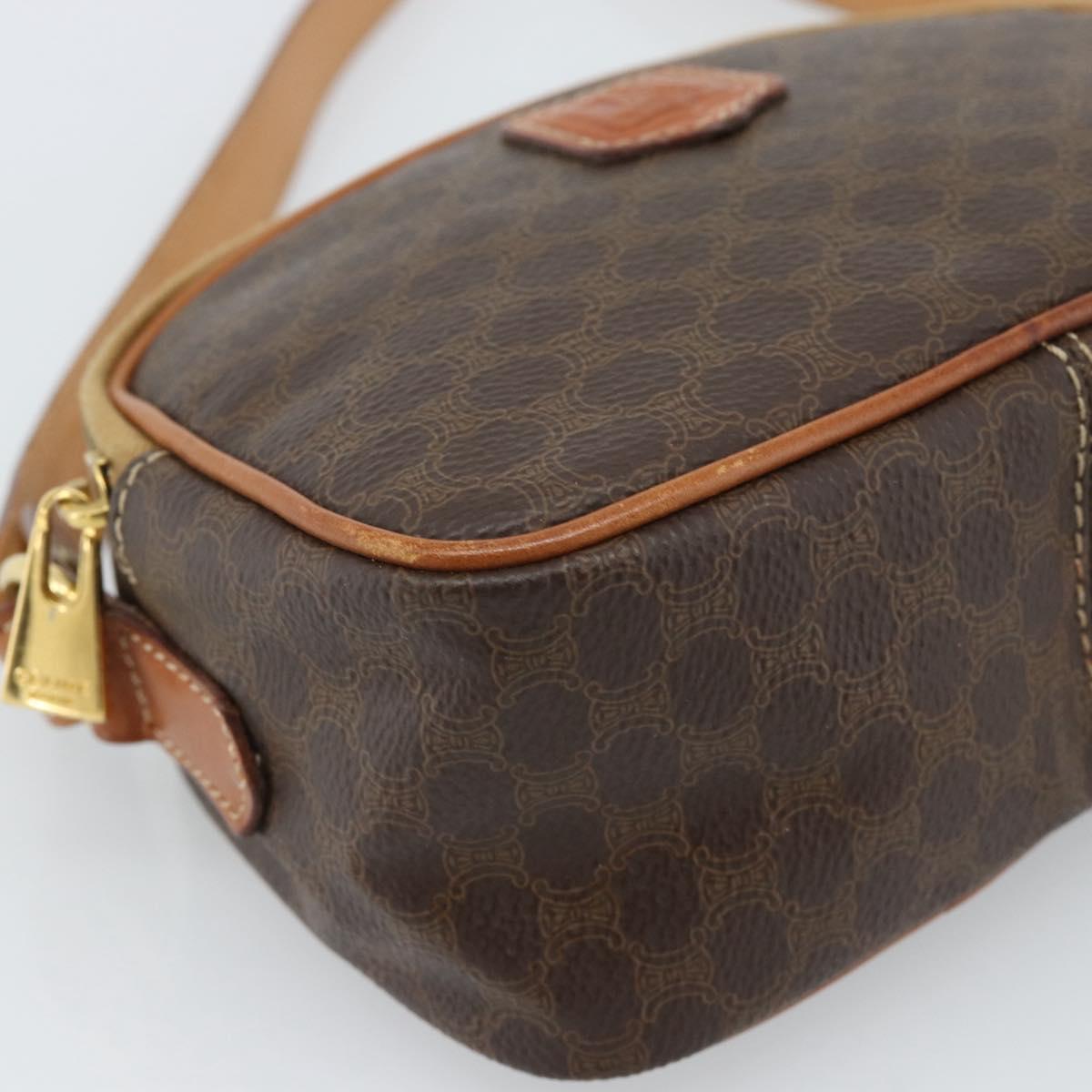 CELINE Macadam Canvas Hand Bag PVC Leather 2way Brown Gold Auth 183953A
