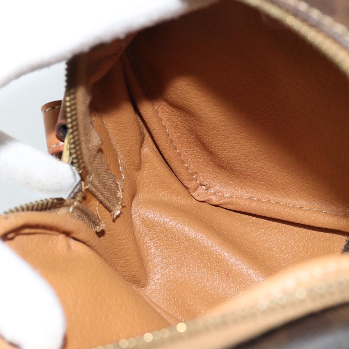CELINE Macadam Canvas Hand Bag PVC Leather 2way Brown Gold Auth 183953A