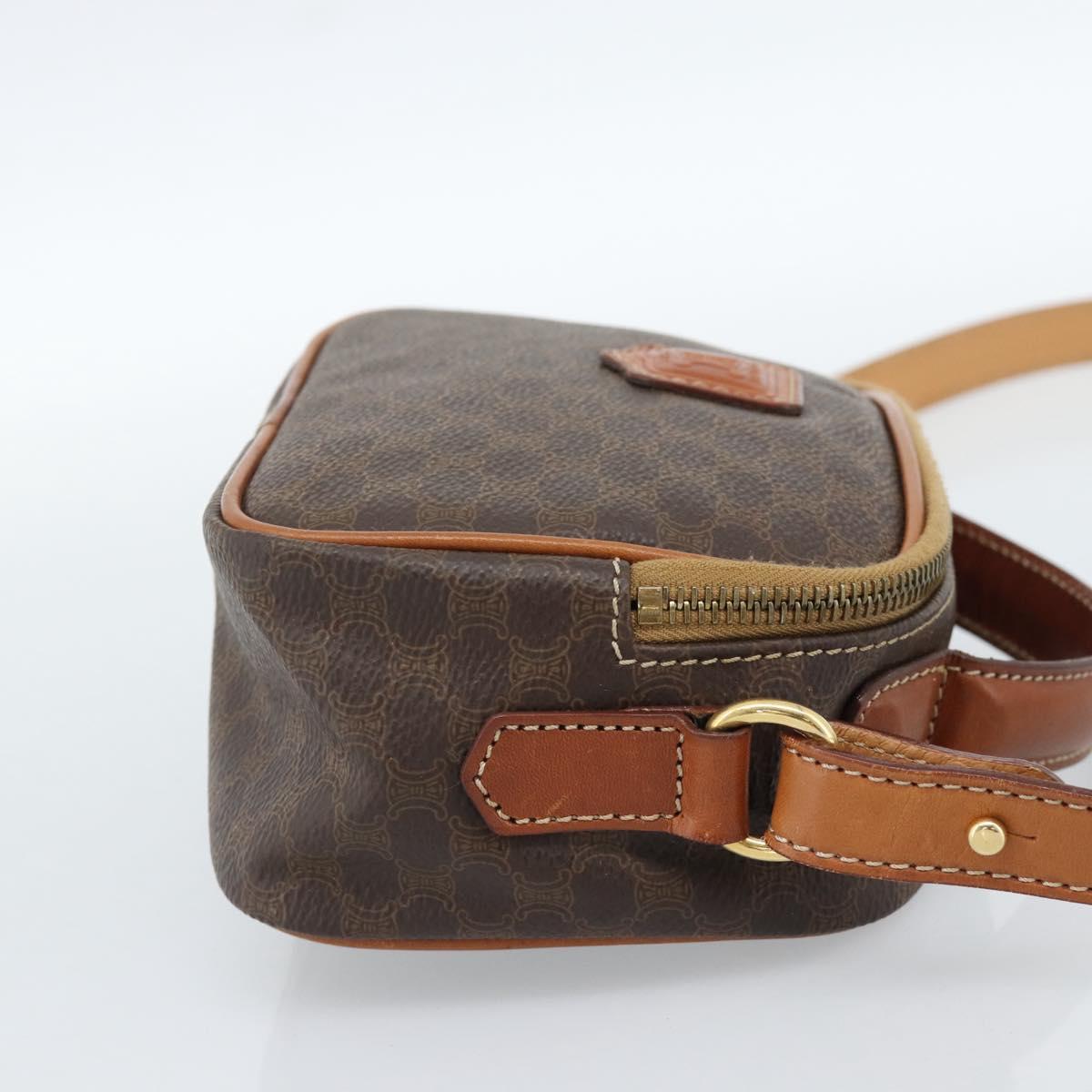 CELINE Macadam Canvas Hand Bag PVC Leather 2way Brown Gold Auth 183953A