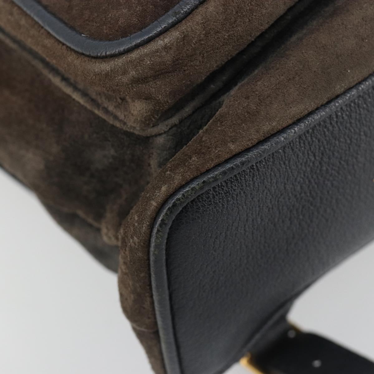 GUCCI Bamboo Backpack Suede Navy Gold 003 2058 0016 Auth 183957