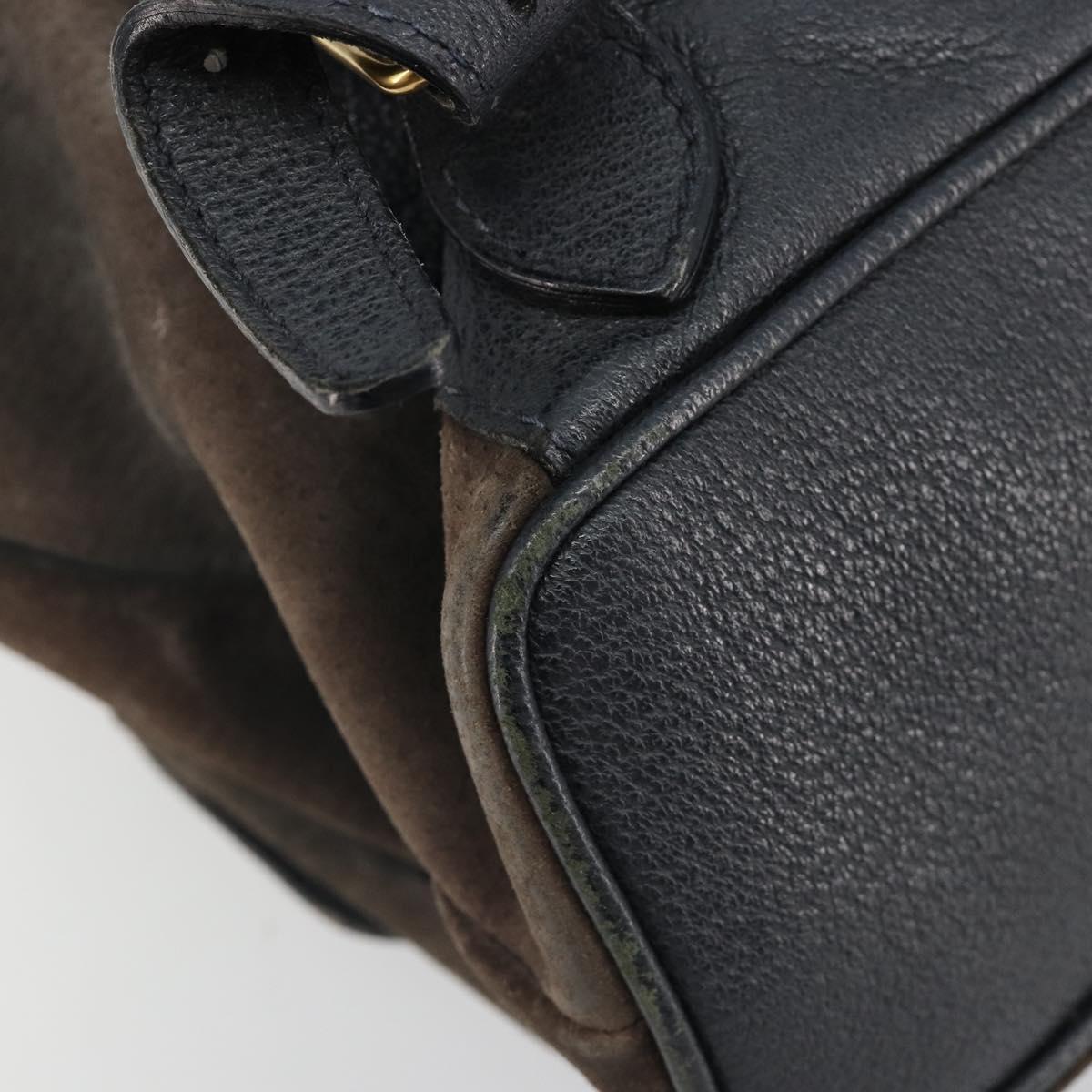 GUCCI Bamboo Backpack Suede Navy Gold 003 2058 0016 Auth 183957