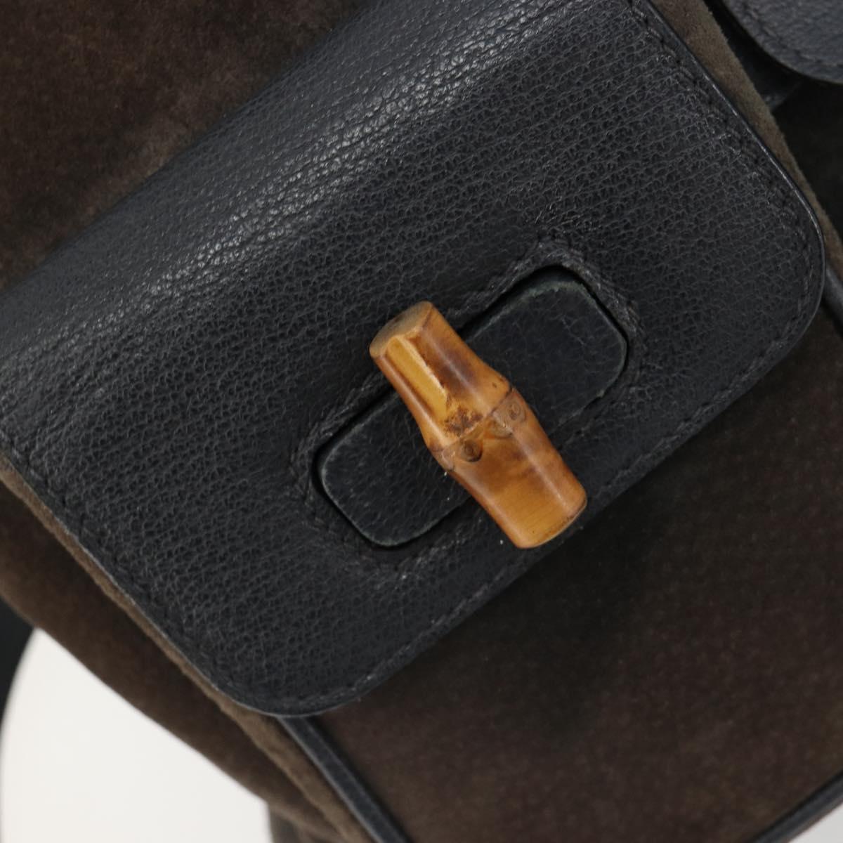 GUCCI Bamboo Backpack Suede Navy Gold 003 2058 0016 Auth 183957