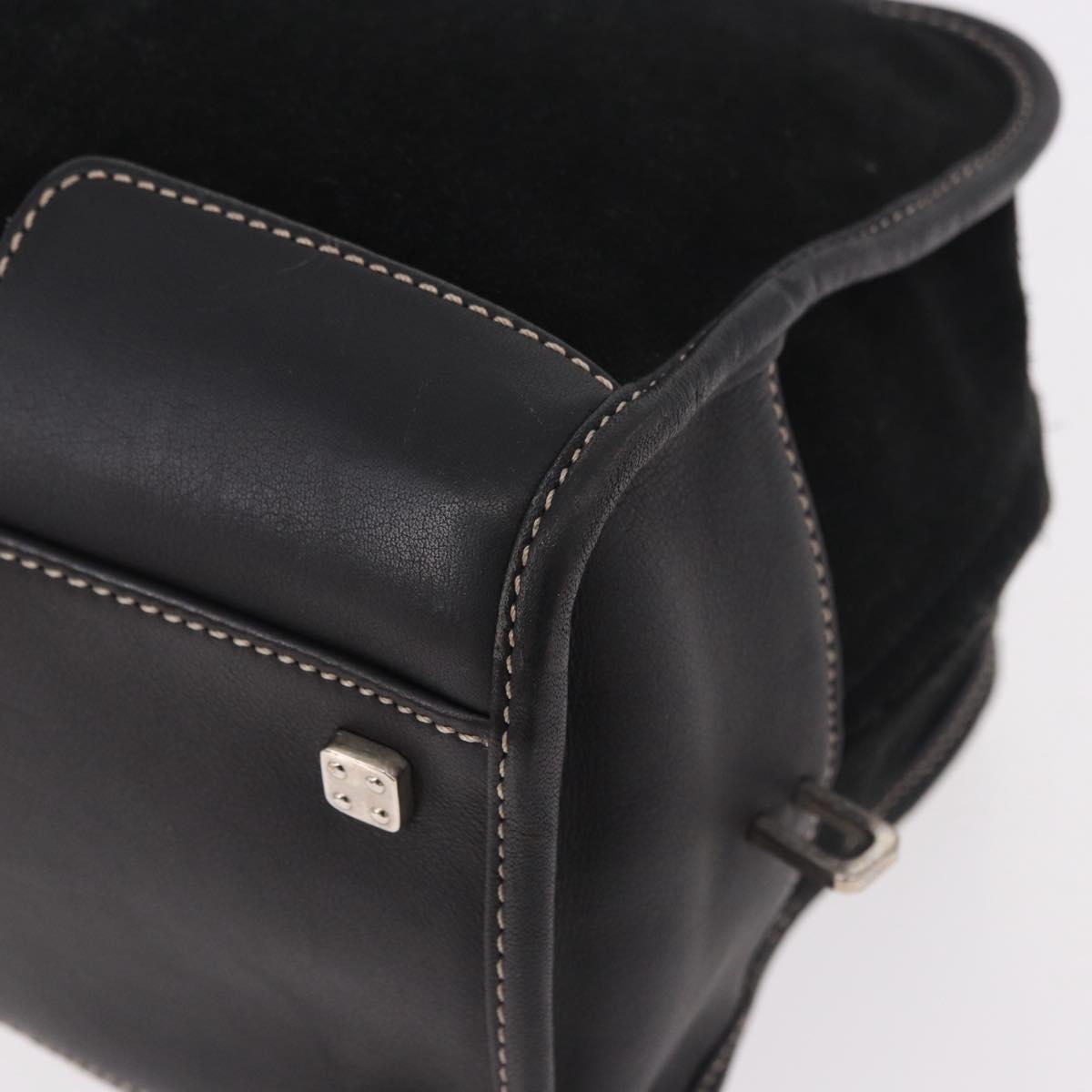 LOEWE Anagram Americana 28 Hand Bag Suede Leather Black Silver Auth 183959V