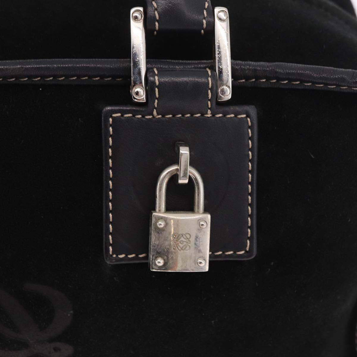 LOEWE Anagram Americana 28 Hand Bag Suede Leather Black Silver Auth 183959V