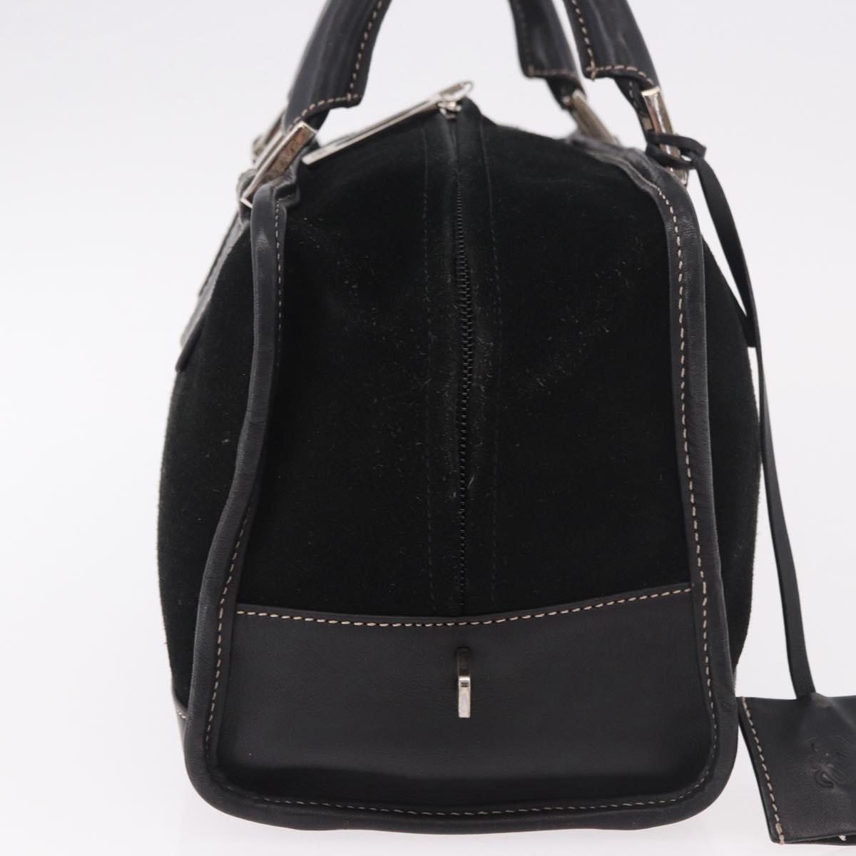 LOEWE Anagram Americana 28 Hand Bag Suede Leather Black Silver Auth 183959V
