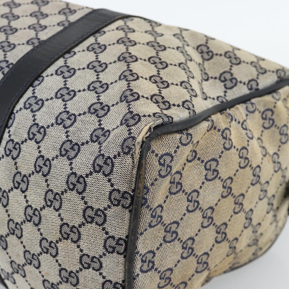 GUCCI GG Canvas Boston Bag Navy Gold Auth 183960