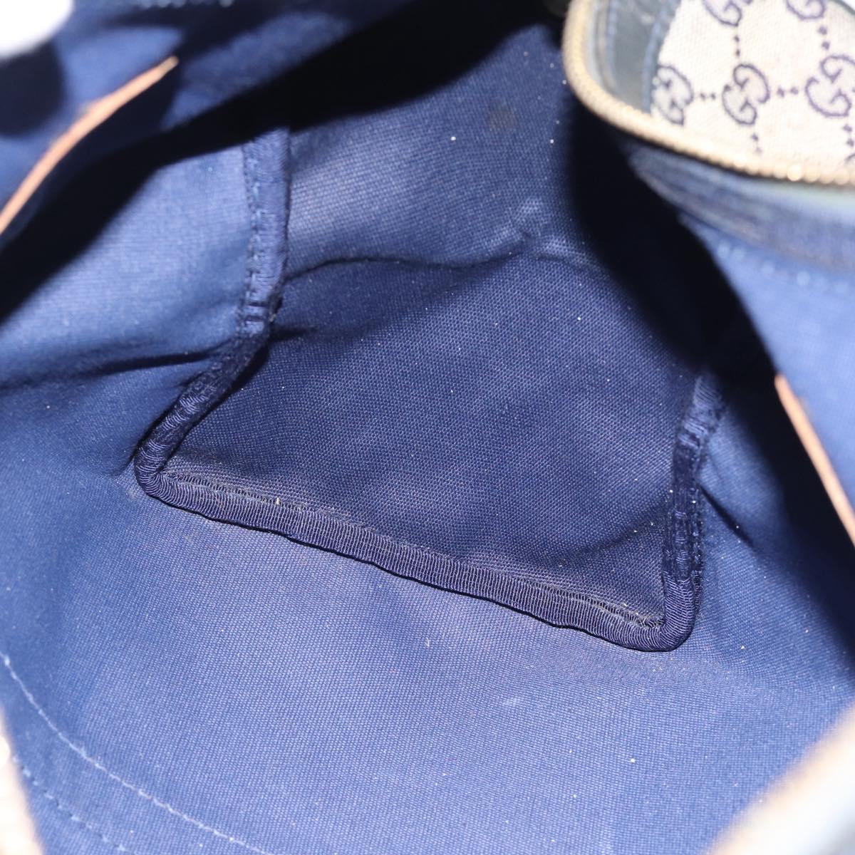 GUCCI GG Canvas Boston Bag Navy Gold Auth 183960
