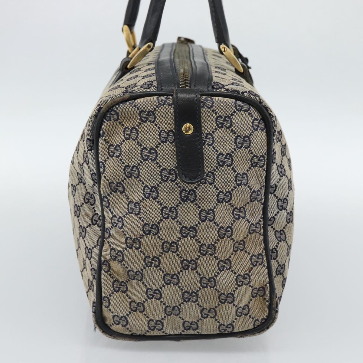 GUCCI GG Canvas Boston Bag Navy Gold Auth 183960