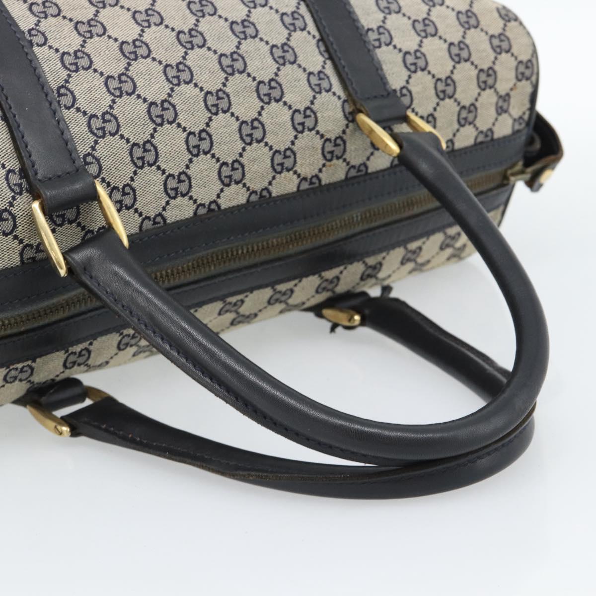GUCCI GG Canvas Boston Bag Navy Gold Auth 183960