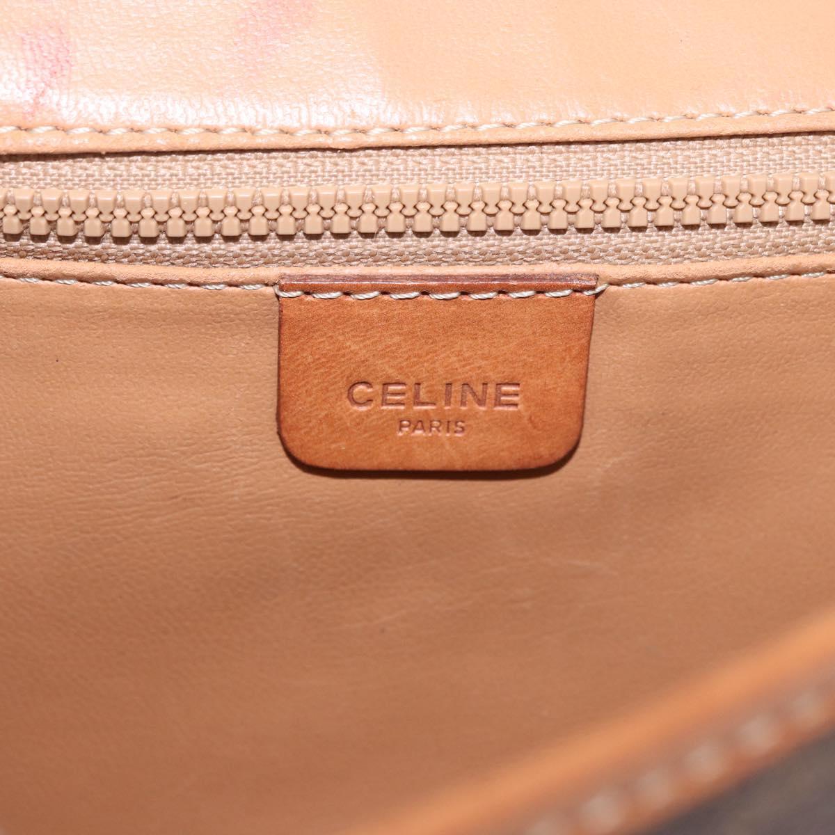 CELINE Macadam Canvas Shoulder Bag PVC Leather Brown Gold Auth 183962