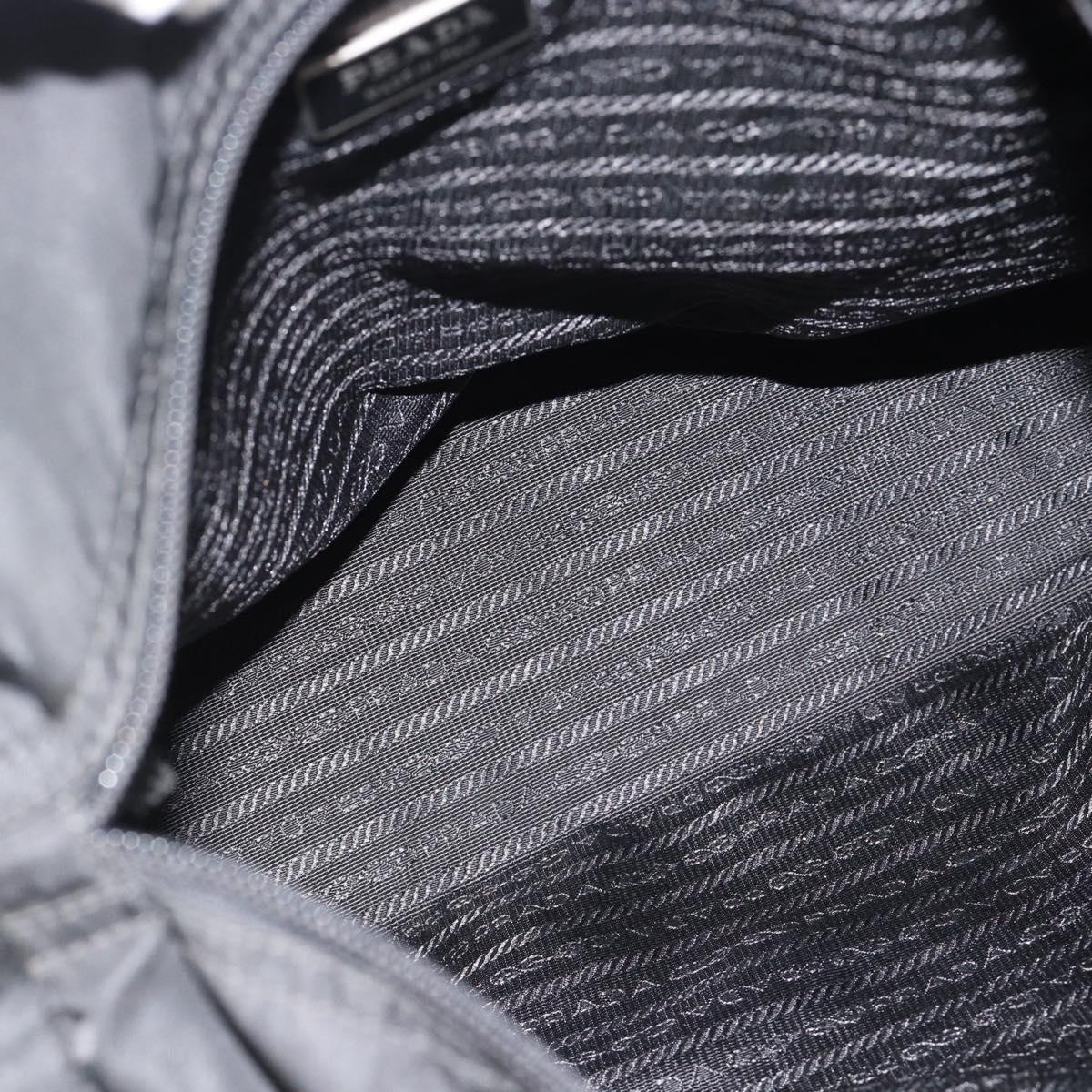 PRADA Tote Bag Nylon Black Silver Auth 183968A