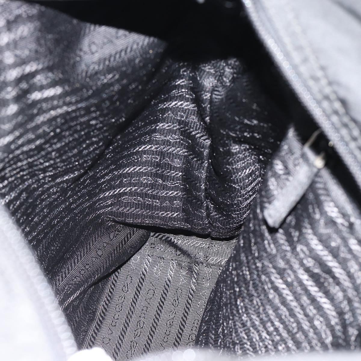 PRADA Tote Bag Nylon Black Silver Auth 183968A