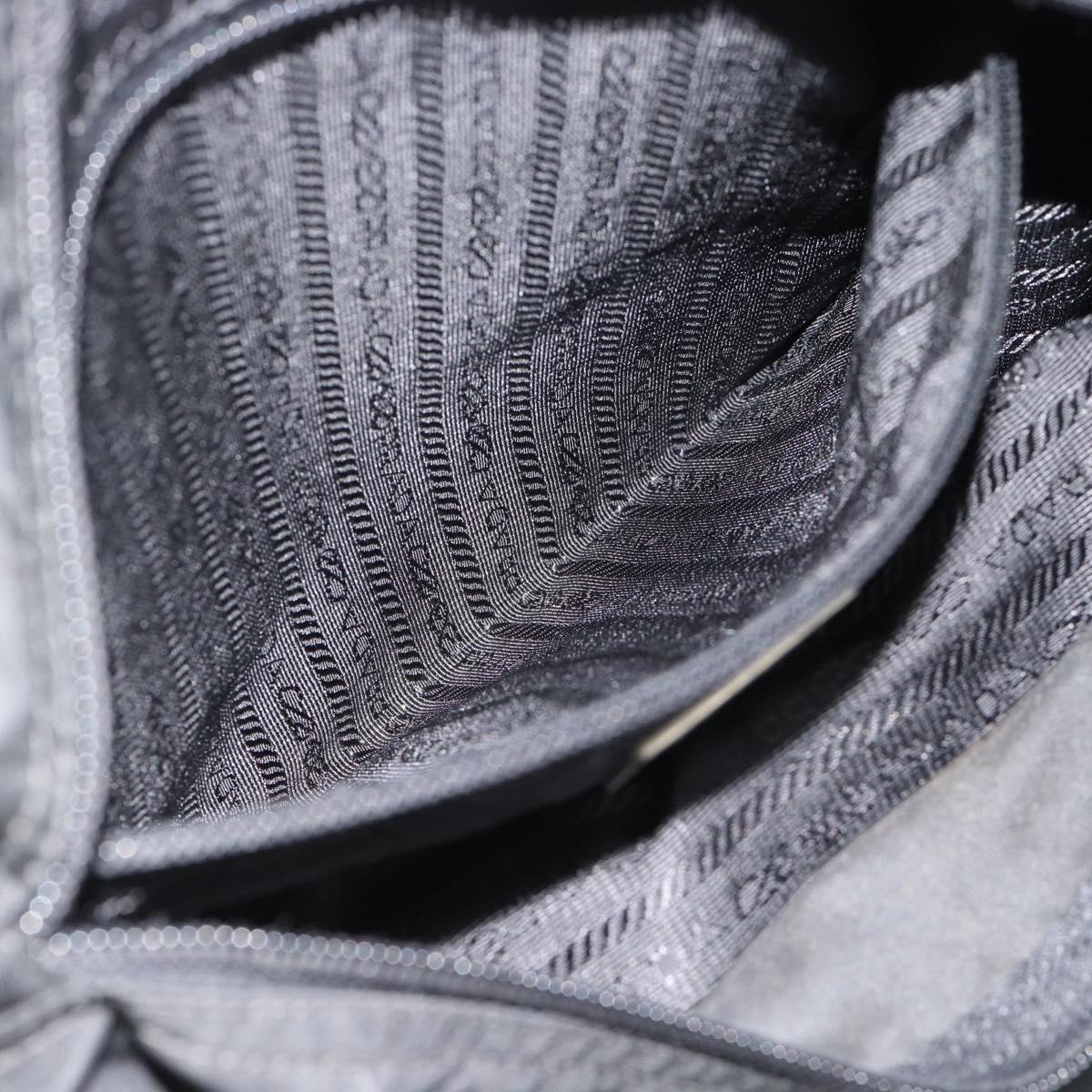 PRADA Tote Bag Nylon Black Silver Auth 183968A