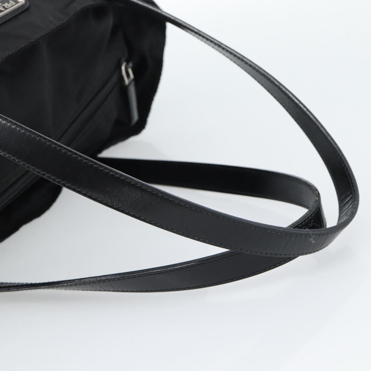 PRADA Tote Bag Nylon Black Silver Auth 183968A