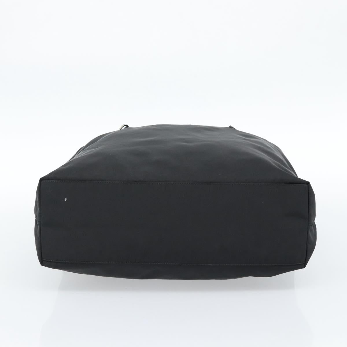 PRADA Tote Bag Nylon Black Silver Auth 183968A